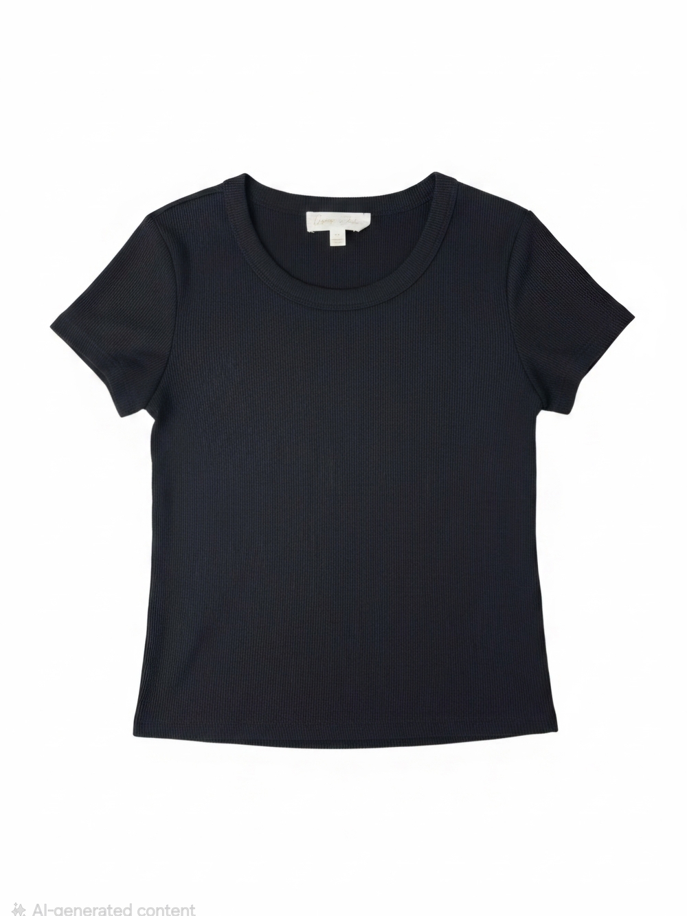Gypsy + Jade Black Ribbed Short Sleeve Crewneck Top XS Modal